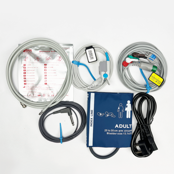 Patient Monitor System with 5 Parameters HD -12T - SpO2, ECG, NIBP, Temperature and Pulse (White) - Image 7